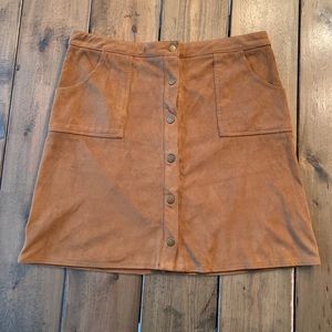 Snap Front Faux Suede Miniskirt